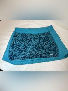 Patagonia Blue Floral Running Skort Skirt With Built In Shorts Size S
